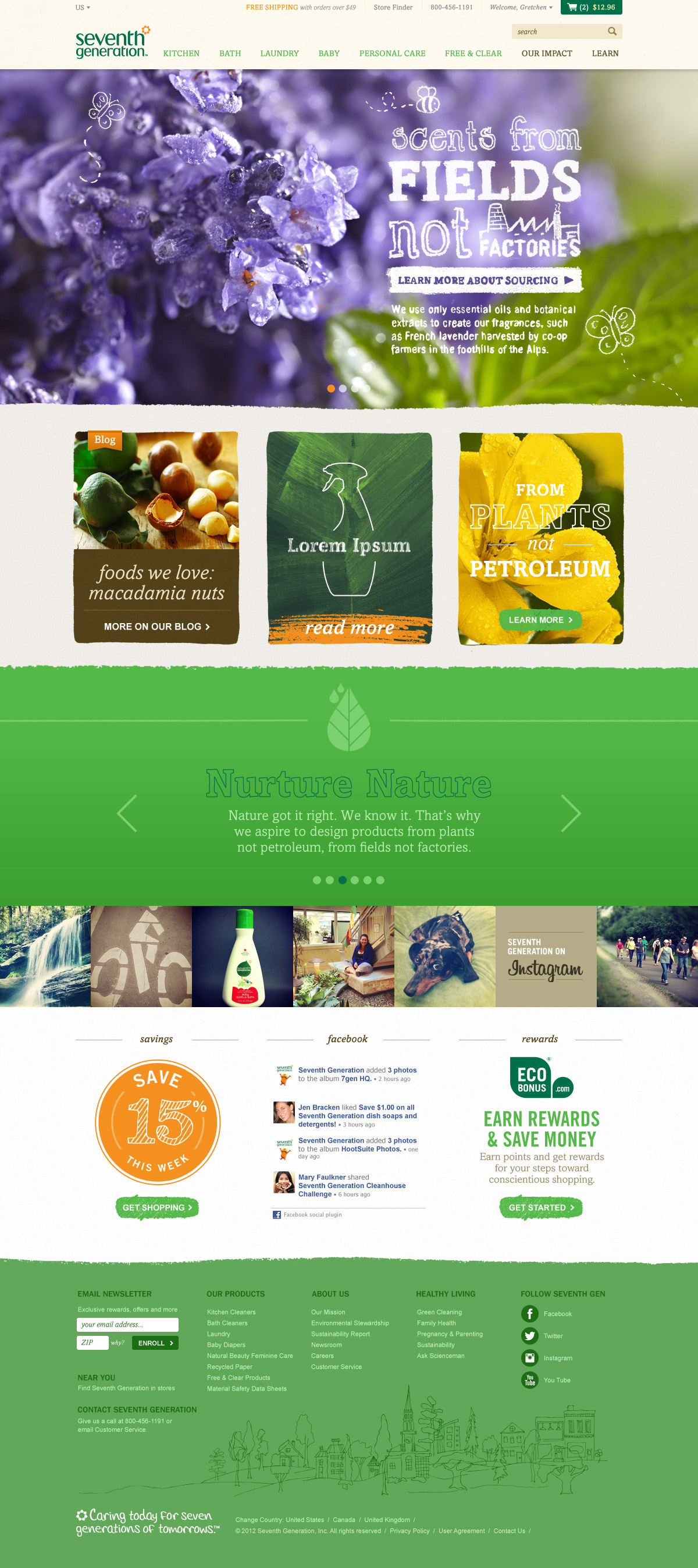 Seventh Generation website design - Home page